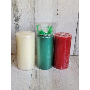 Pillar red white green xmas candle festive color home decor